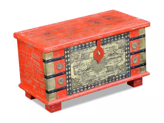 Coffre de rangement Bois de manguier rouge 80 x 40 x 45 cm