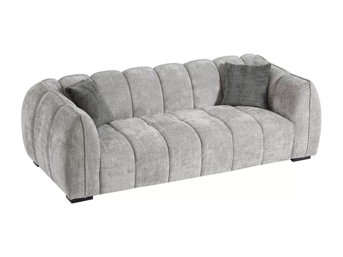 Canapé 3 places en tissu texturé gris BASDIO