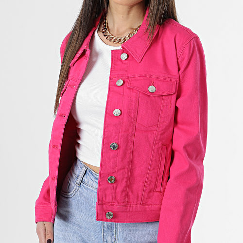 Veste Jean Femme Crop Soya Rose Fushia