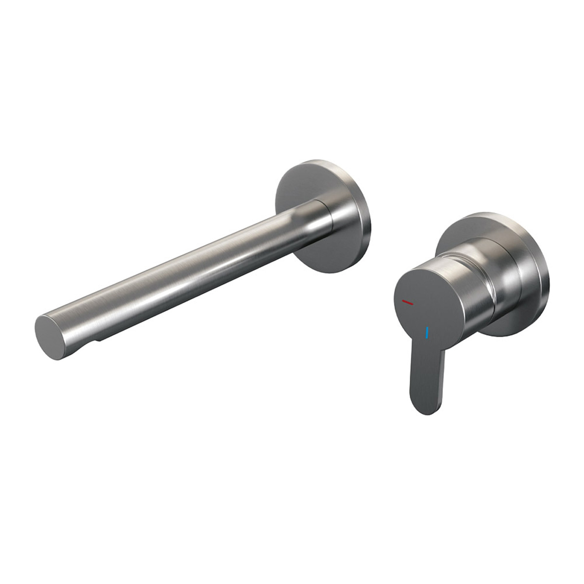 Brauer Brushed Edition ColdStart wastafelkraan inbouw rechte uitloop en rozetten model D1 RVS geborsteld PVD