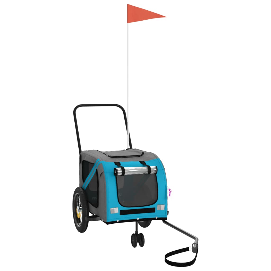 vidaXL Reboque para Bicicleta para Animais de Estimação em Tecido Oxford Azul e Preto
