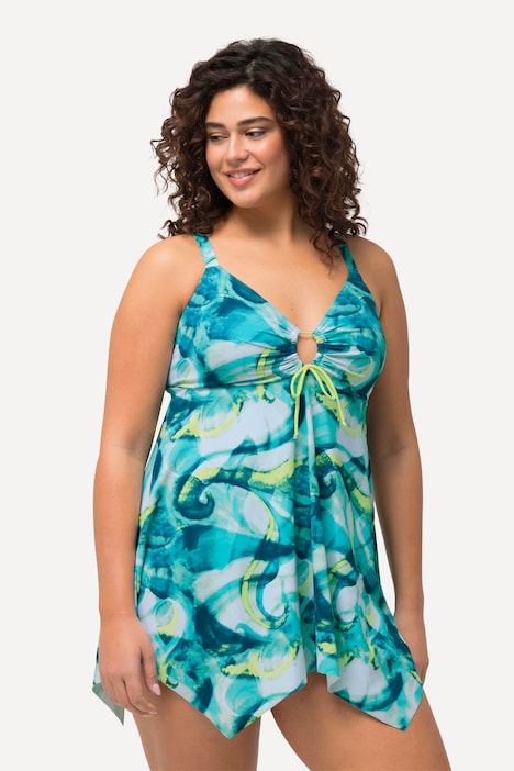 Badekleid, Wellenmuster, Softcups, Zipfelsaum