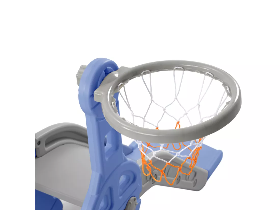 Toboggan pour enfants, aire de jeux pour enfants 4 en 1 avec panier de basket, échelle d'escalade, balançoire de jardin