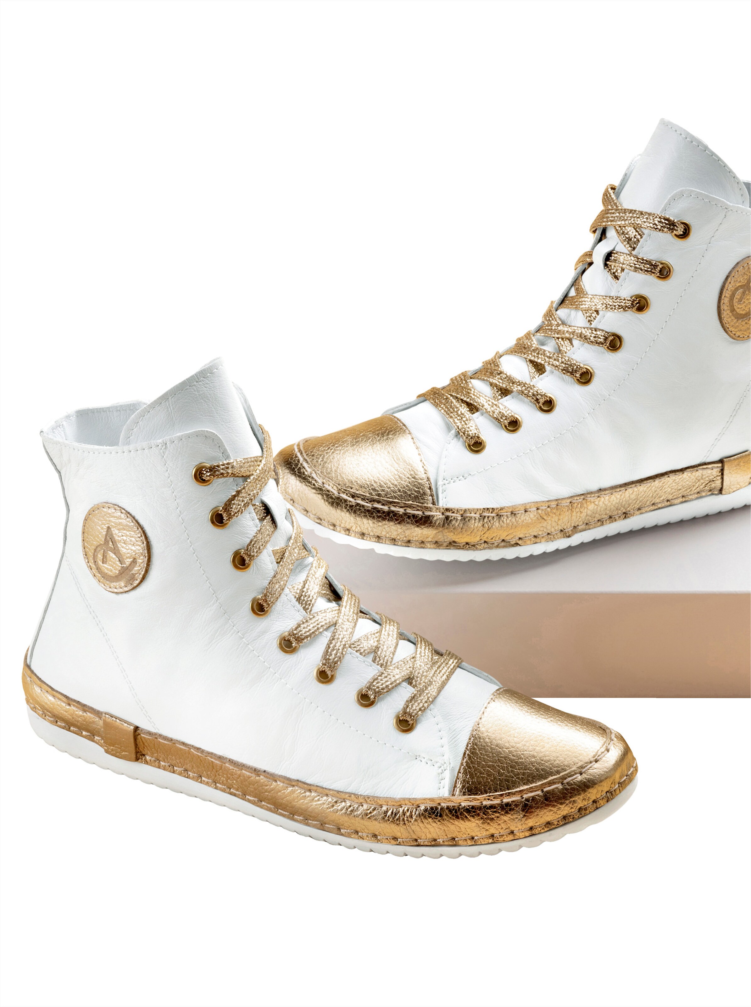 Andrea Conti Sneaker in weiß-goldfarben