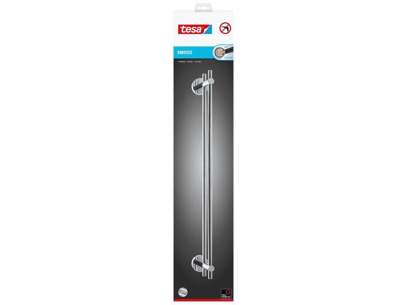 tesa Handtuchhalter Smooz zweiarmig, Chrom Zweiarmige Badetuchstange mit tesa Befestigungstechnologie