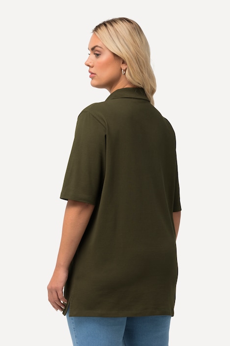 Poloshirt, Piqué, Polokragen, Samt-Knopfleiste, Halbarm