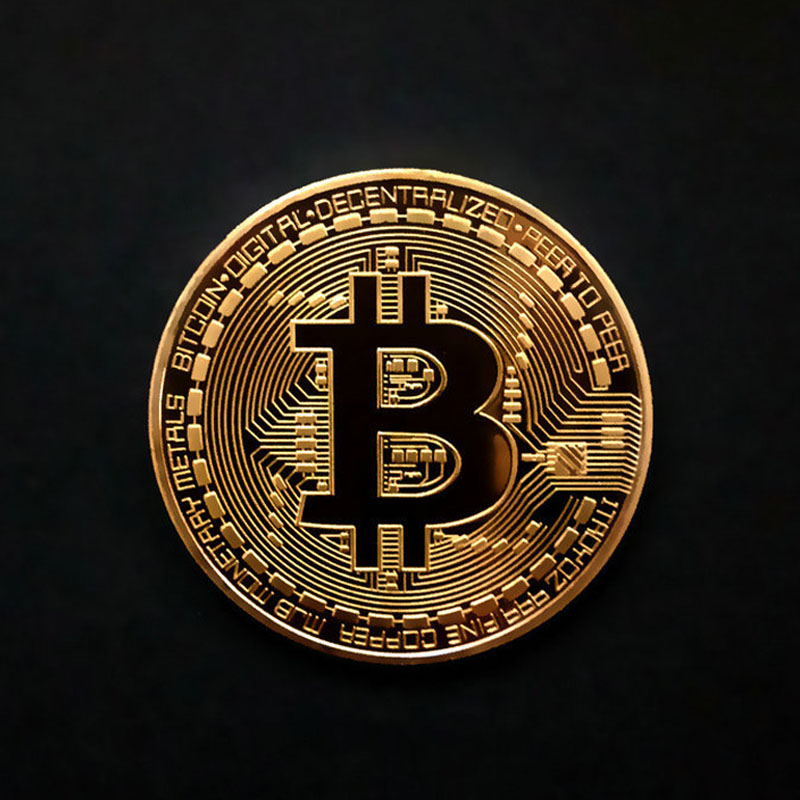 (Ø38mm) Bitcoin BTC Krypto Münze Souvenir Sammlerstück inkl. Münzkapsel - Gold