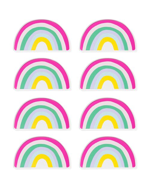assiette à gâteau arc-en-ciel 8 pièces
