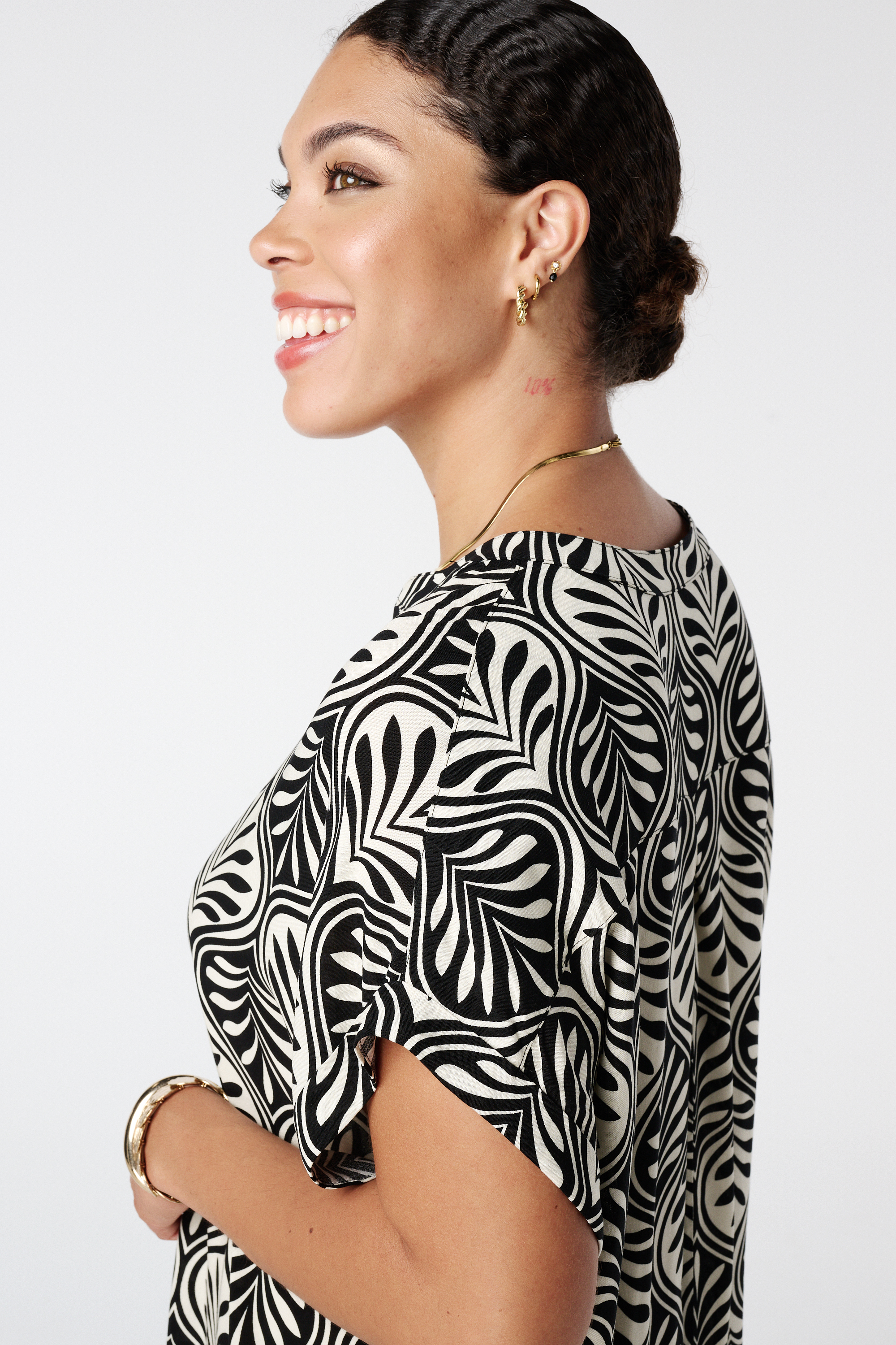 Midi jurk met print Multi Grey/ Black
