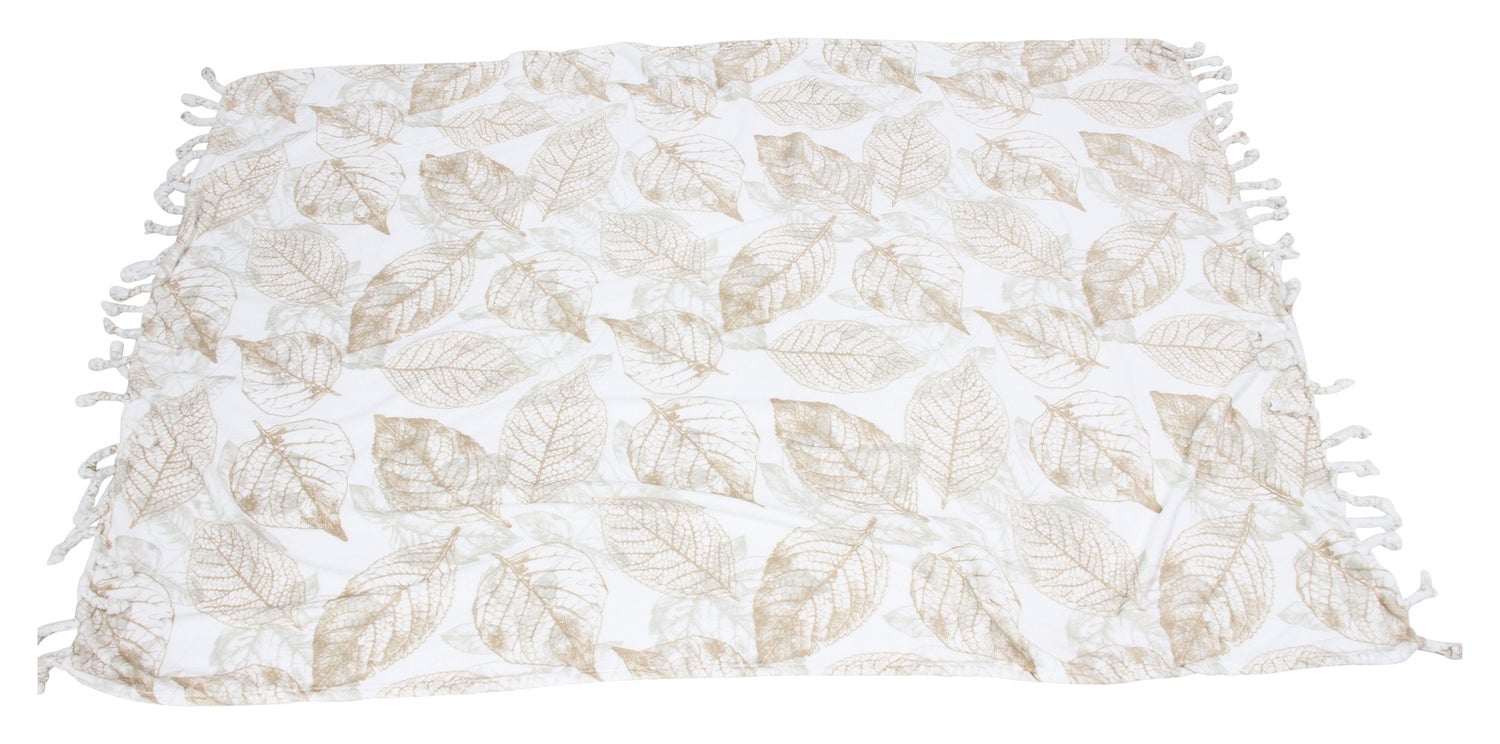 FRANK FLECHTWAREN | Knuffeldeken met bladmotief, POLYESTER, 140 x 200 cm