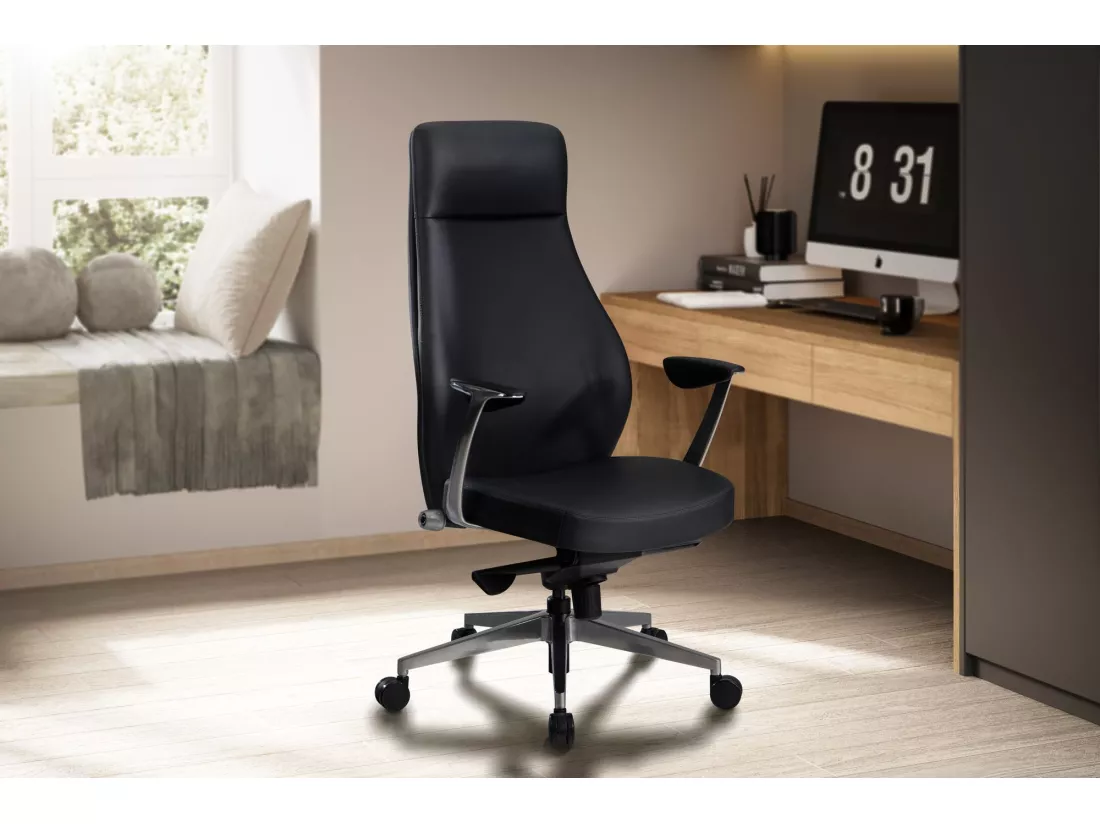 Chaise de Bureau Simili Cuir Fauteuil Ergonomique Siège Pivotante 120kg