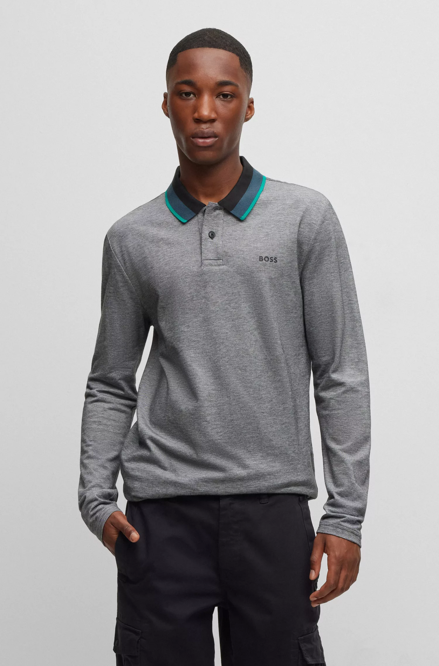 Camisa polo BOSS laranja em piqué de algodão com estampa do logotipo