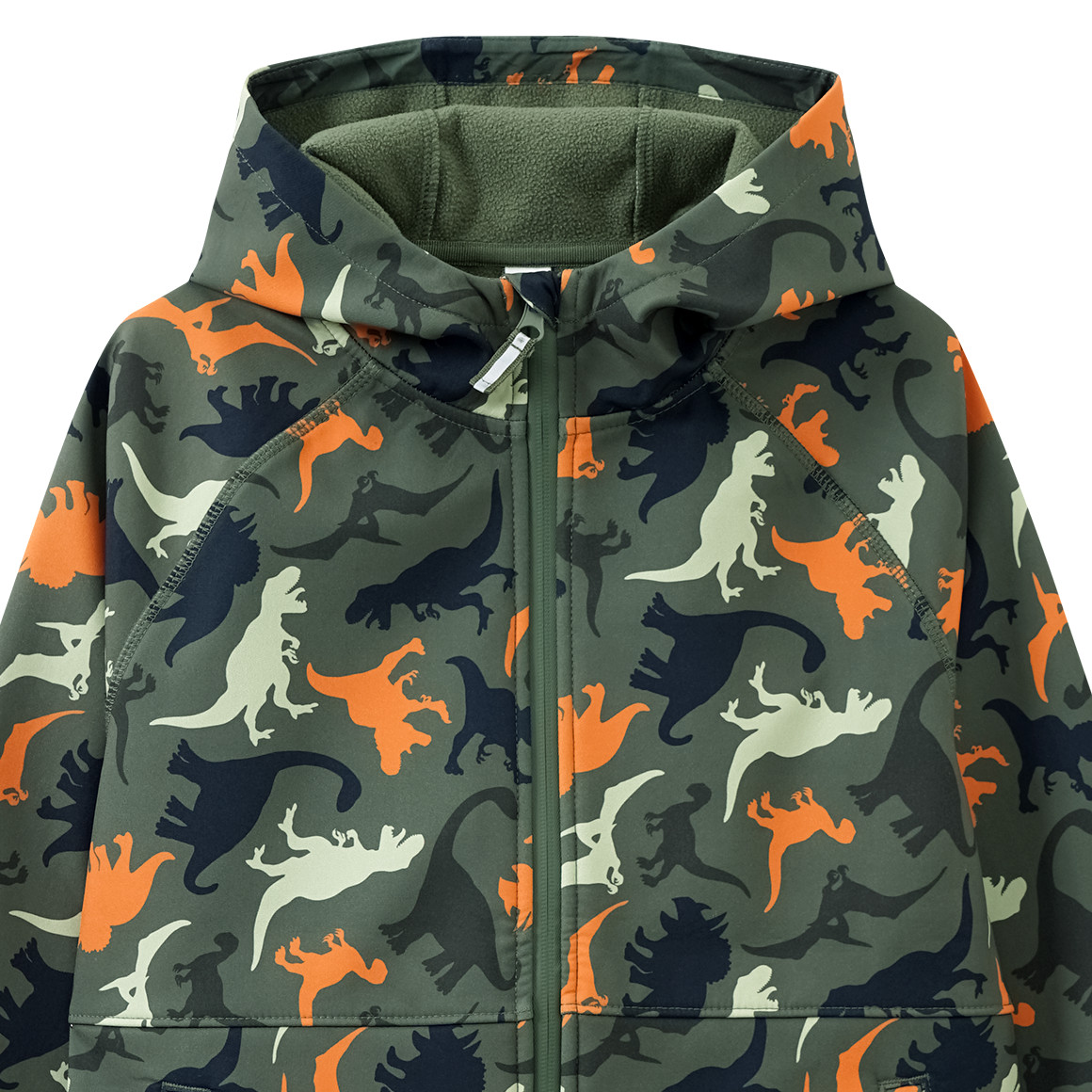 Yigga Jungen Softshelljacke mit Dino-Print dunkelgrün / orange