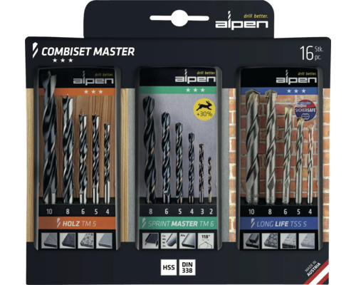 Combinatieboorset Alpen 16-delig