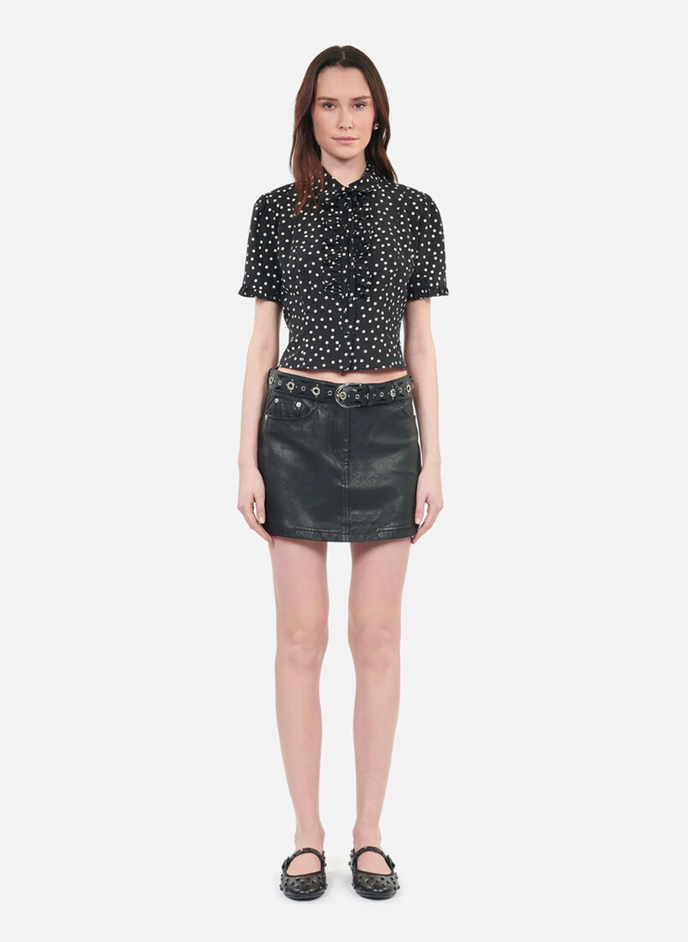 Chemise ajustée col classique en coton et soie mélangé imprimé | Noir