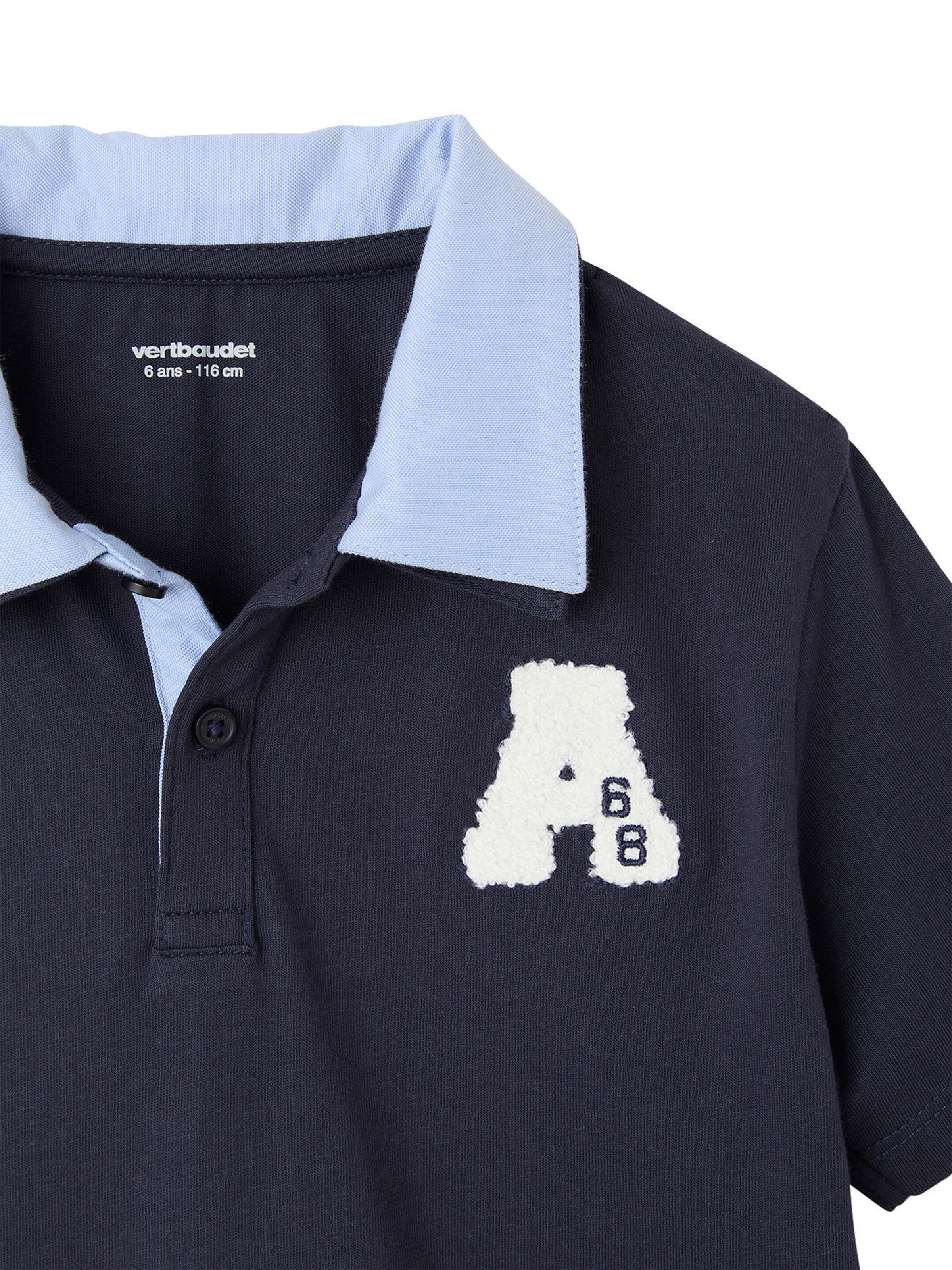 Vertbaudet Jungen Poloshirt mit doppeltem Kragen und Recycling-Baumwolle nachtblau