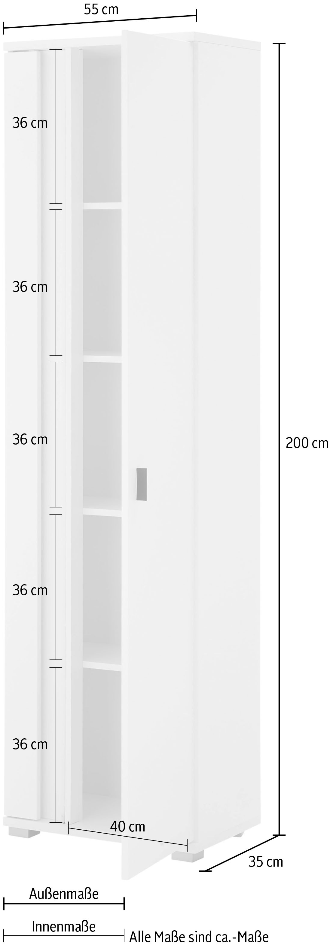 INOSIGN Mehrzweckschrank »LONG ISLAND« 1 Stk. tlg. in moderner Trendfarbe,inklusive senkrechter Beleuchtung,Breite 55 cm