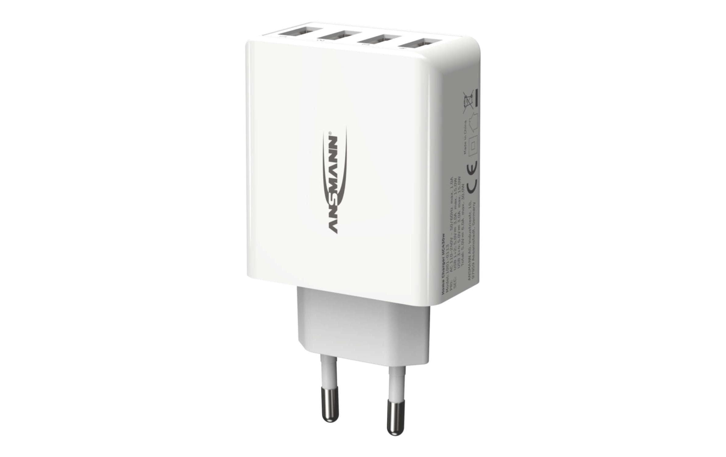 USB-Wandladegerät Home Charger HC430, 4x USB, 30 W, WeissLeistungsstarker Indoor USB-Ladeadapter