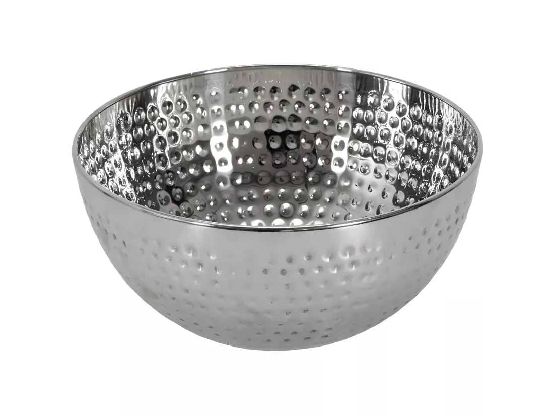 Saladier en métal argenté martelé 3 litres