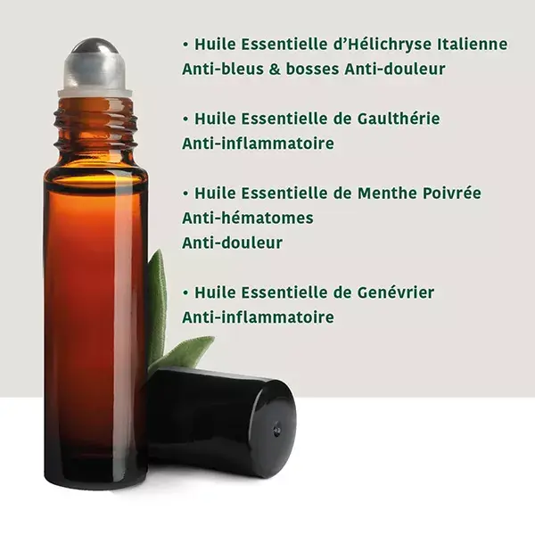 Roll-on orgânico Santarome para hematomas e contusões com óleos essenciais, 10 ml