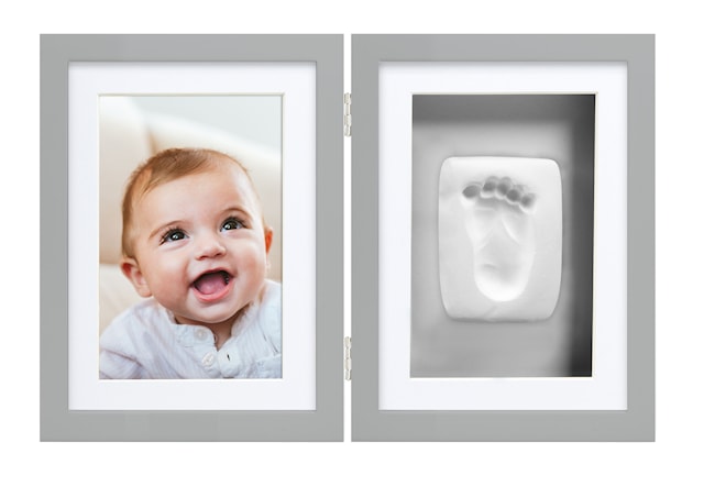 Babyprints Ramme Dobbel Grå