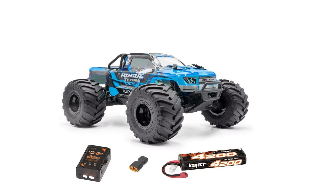 Monster Truck Rogue Terra Brushless Blau, RTR, 1:10<br>4x4 Brushless Monstertruck im Massstab 1:10 mit Ladegerät und Akku