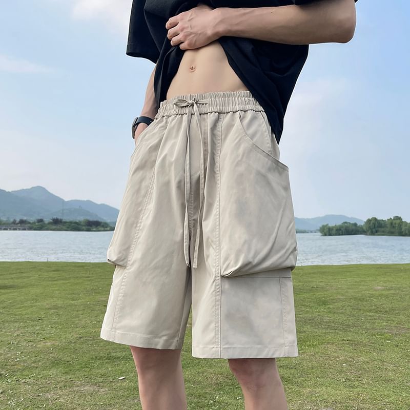emeisa - Cargoshorts met trekkoord in de taille en wijde pijpen