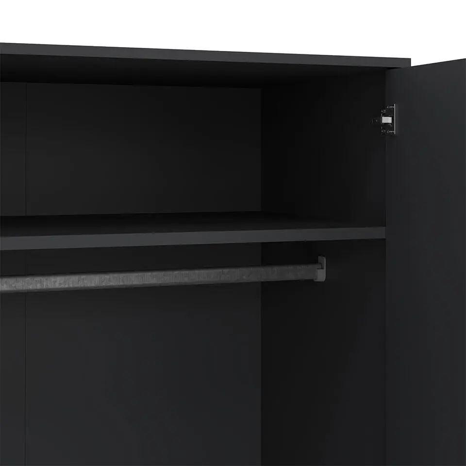 Hioshop Bodo kledingkast 200x99x58cm- 2 deuren- 2 lades matgrijs