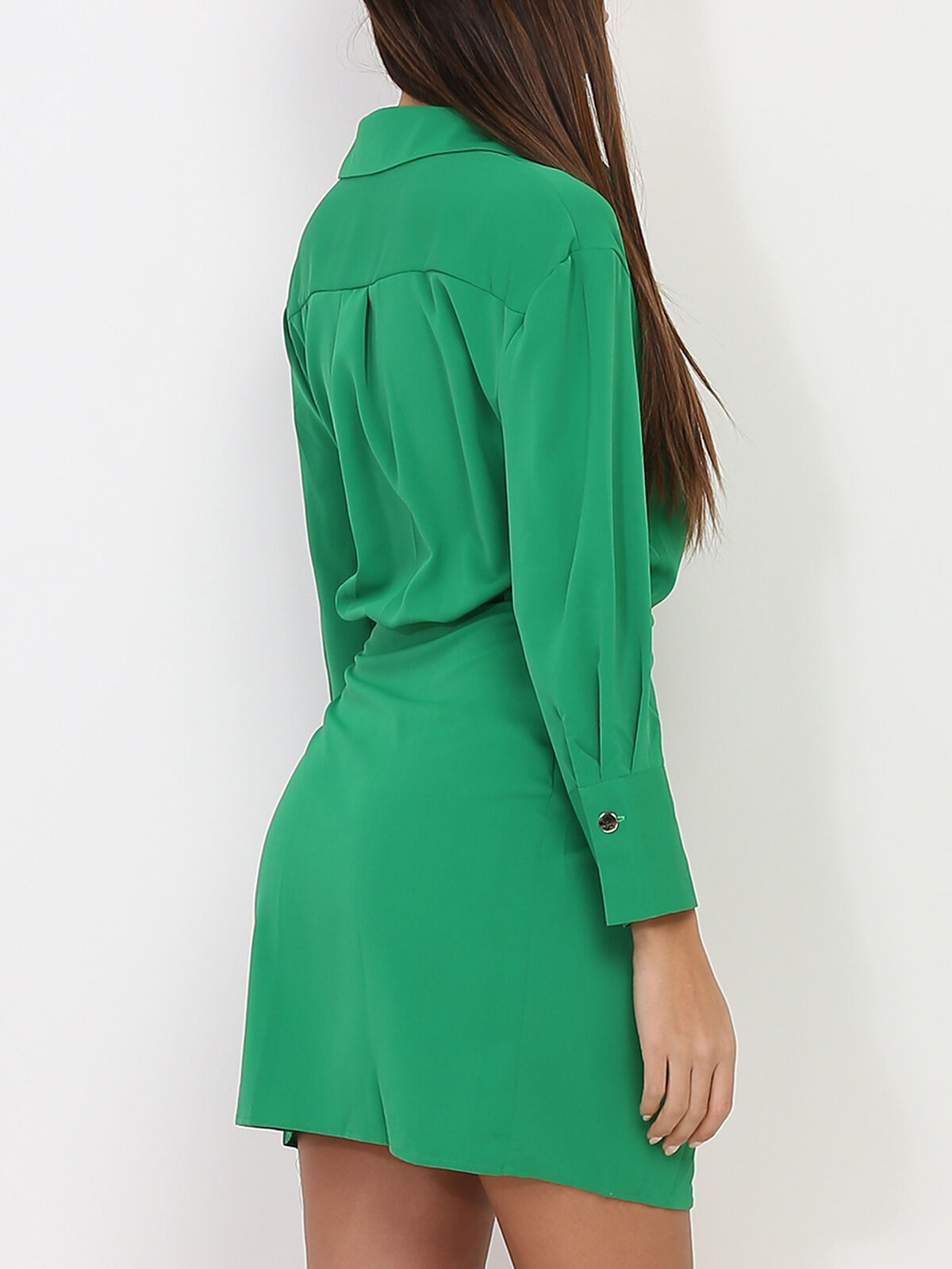 Robe portefeuille fluide à nouer- Vert