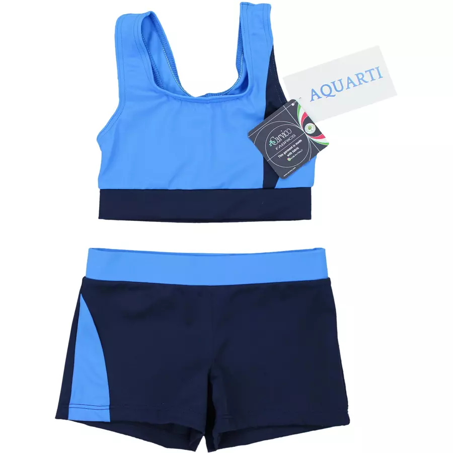Aquarti Mädchen Sport Bikini - Racerback Bustier & Badehose blau
