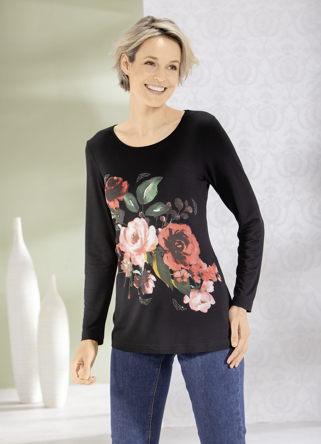 Shirt mit floralem Druckmotiv