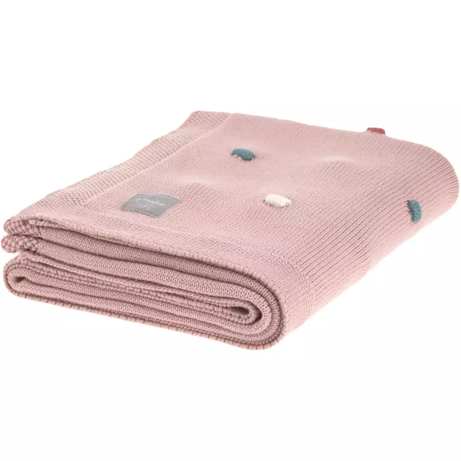 LÄSSIG Babydecke gestrickt Dots dusky pink 80 x 100 cm