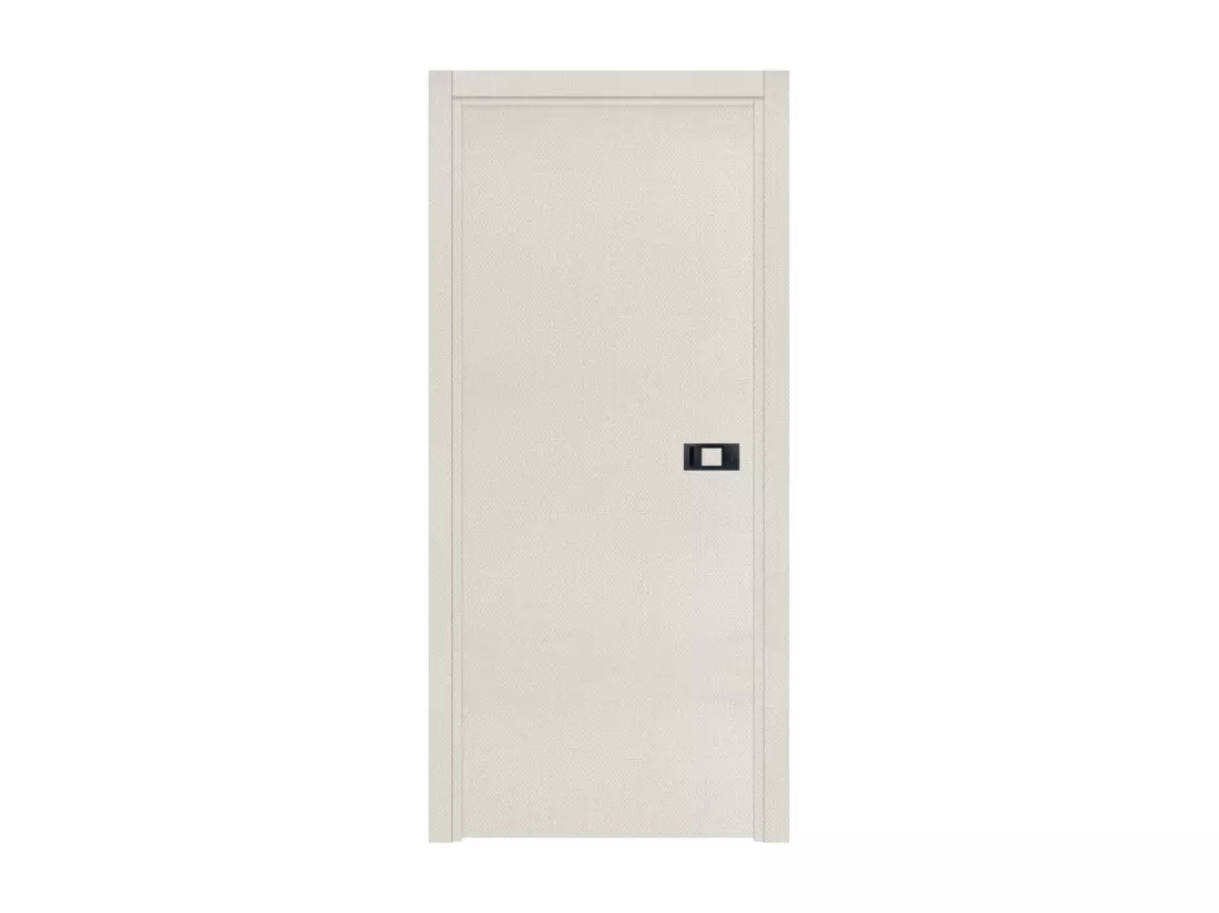 Bloc-porte pose fin de chantier collection Premium Miro avec poignée Exclusive noire, H.204 x l.93 cm, aspect textile perle, réversible