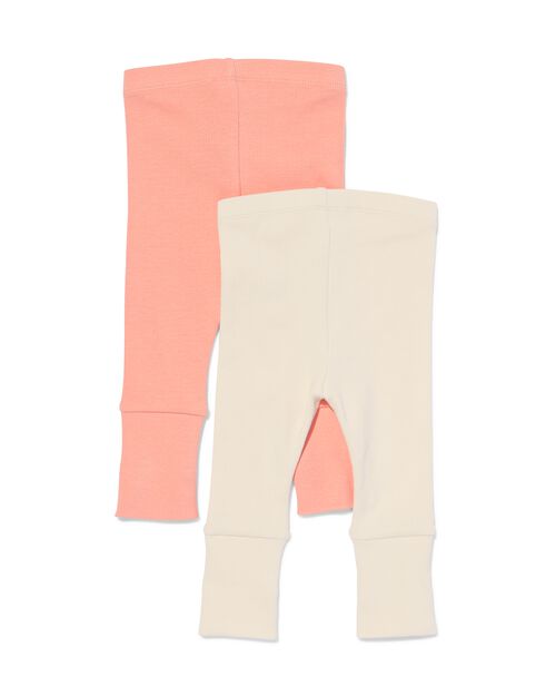 2 leggings évolutifs bébé côtelés rose pâle