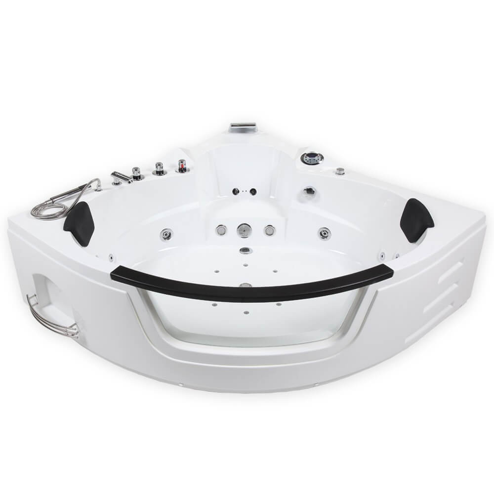 Home Deluxe - Whirlpool - Laguna L - Wit, Afmetingen 157x157x65cm - incl. radio, verwarming en lichttherapie | Hoekbad voor 2 personen, binnenbad