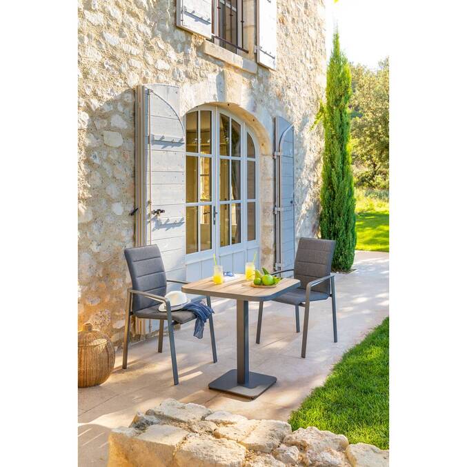 Table de jardin bistro TYLA Acacia & Graphite
