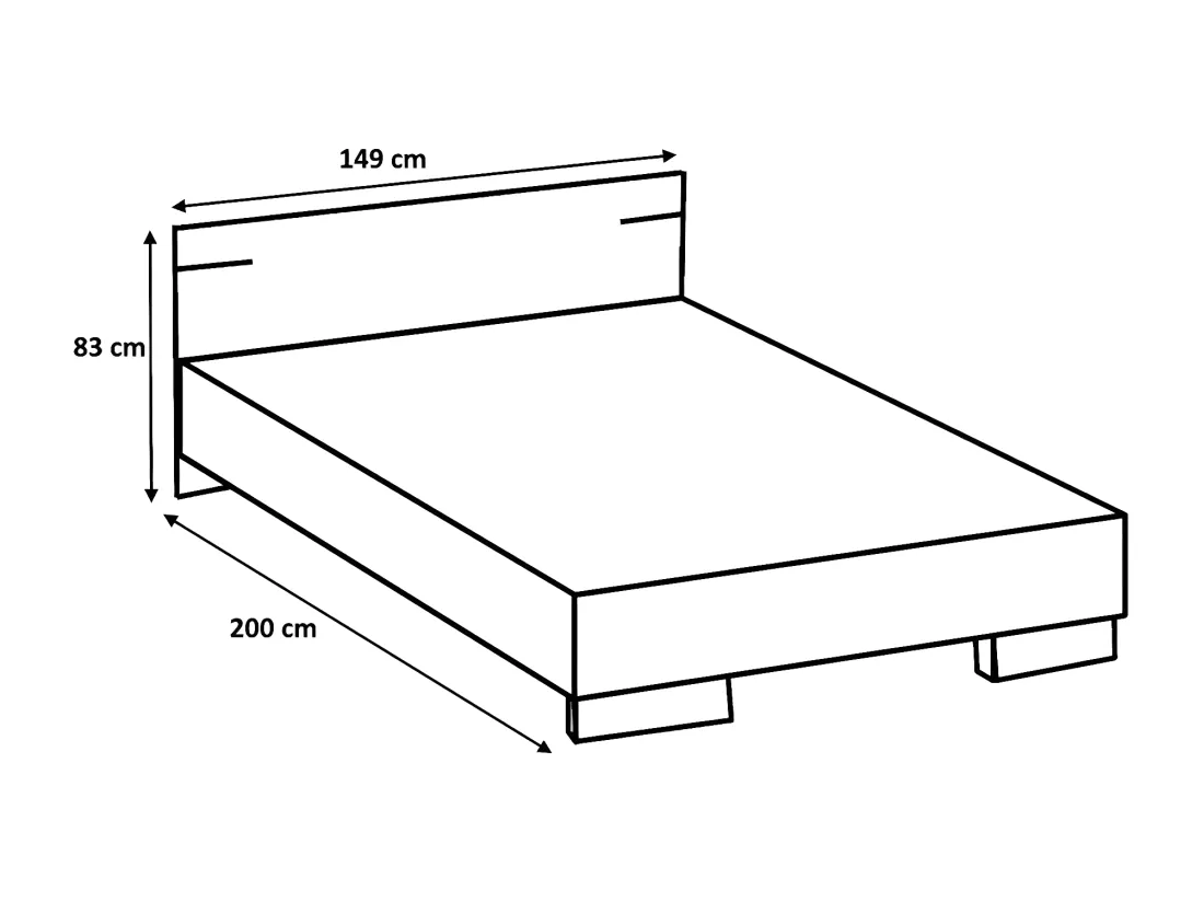 Chambre à coucher complète adulte (lit 140x190cm + 2 chevets + armoire)