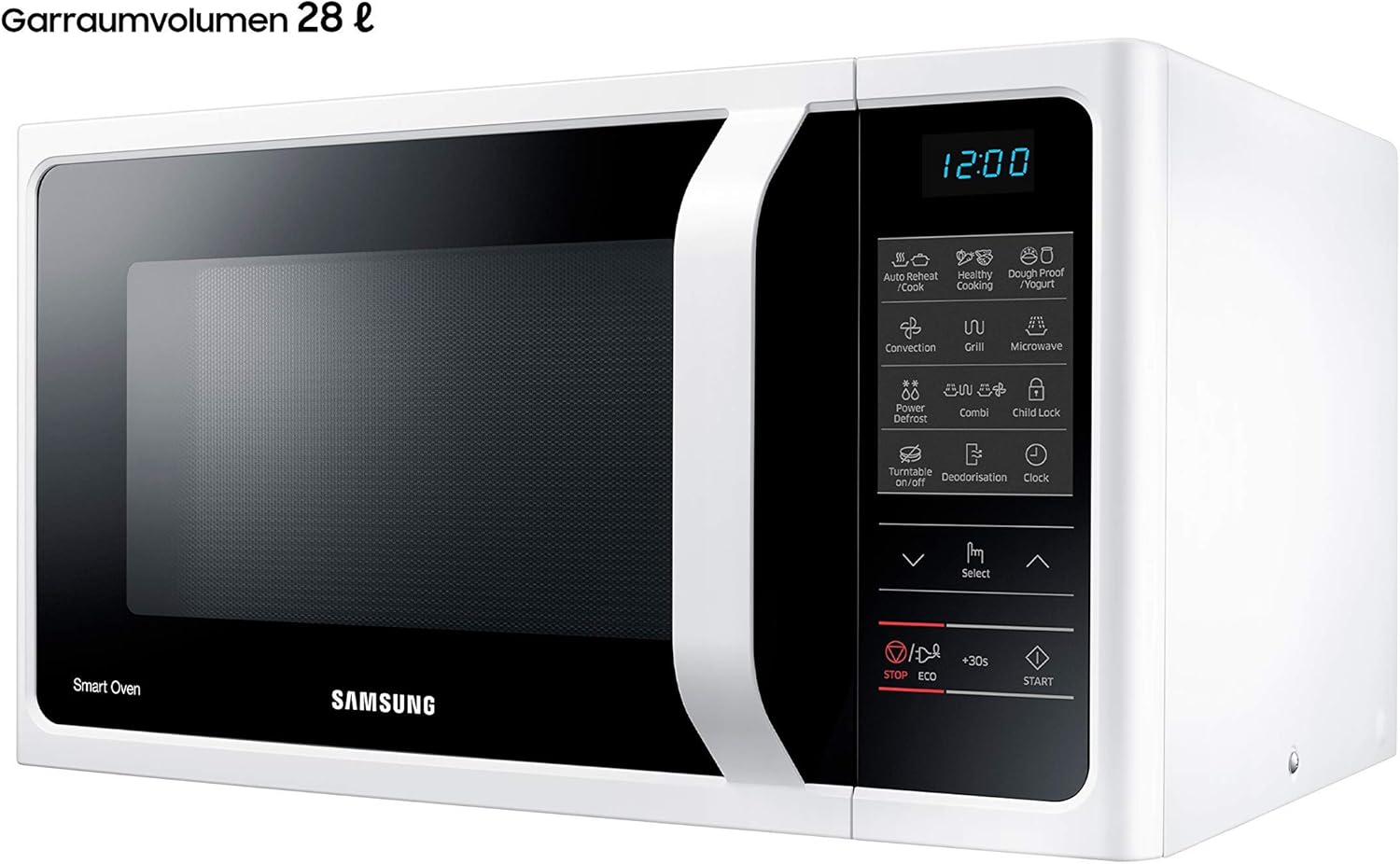 MW5000H Kombi-Mikrowelle MC2BH5013AW/EG mit Grill und Heißluft / 900 W / 28 L Garraum (Extra Groß) / 51,7 cm Breite / Power Defrost / 35 Automatikprogramme / Weiß