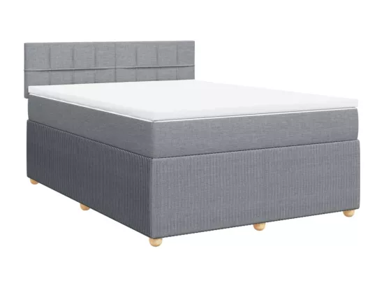 Sommier à lattes de lit avec matelas Gris clair 160x200cm Tissu