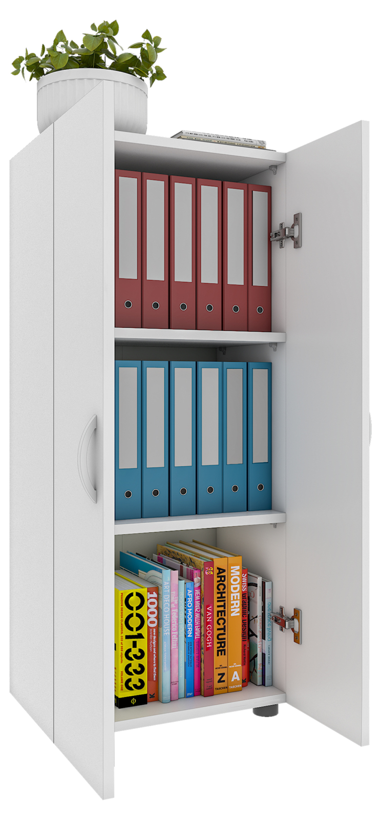 Büroschrank ULAS - weiß - 3 Fächer - 49 cm