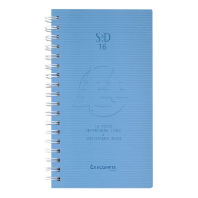 Agenda de poche spiralé Linicolor - 1 semaine sur 2 pages - 16 mois - 9 x 16 cm - disponible dans différentes couleurs - Exacompta