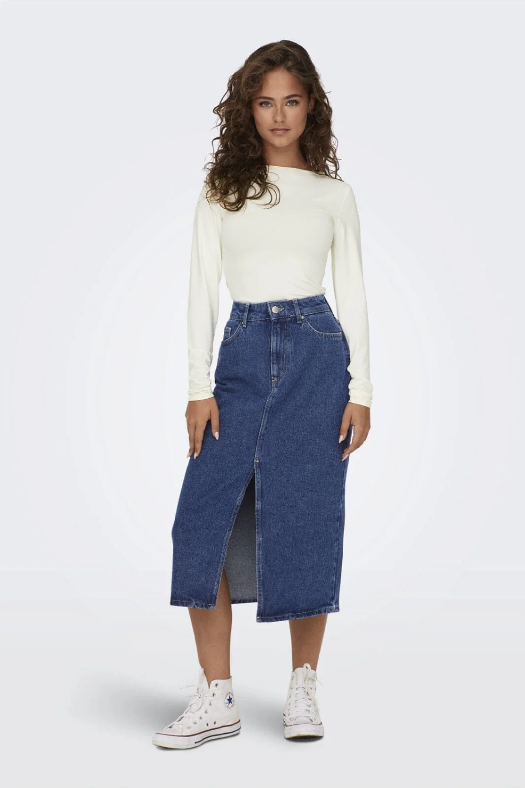 Only Onlbianca Midi Skirt Rea 4460382 medium blue denim