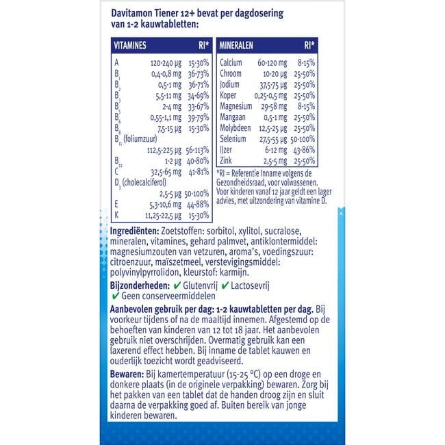 Davitamon Multi Boost 12+ Kauwvitamines Aardbei 60 Stuks
