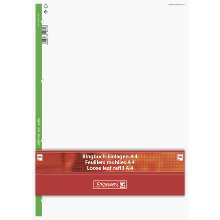 BRUNNEN Ringbucheinlagen, 70g/m², A4, 100 Blatt