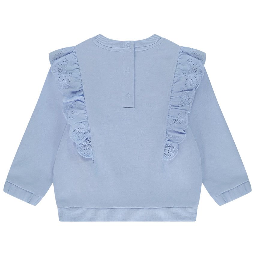 Sweat molleton avec broderie anglaise pour bébé fille - Bleu