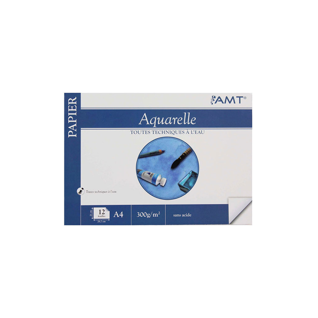Bloc de 12 feuilles pour aquarelle A4 300g/m²