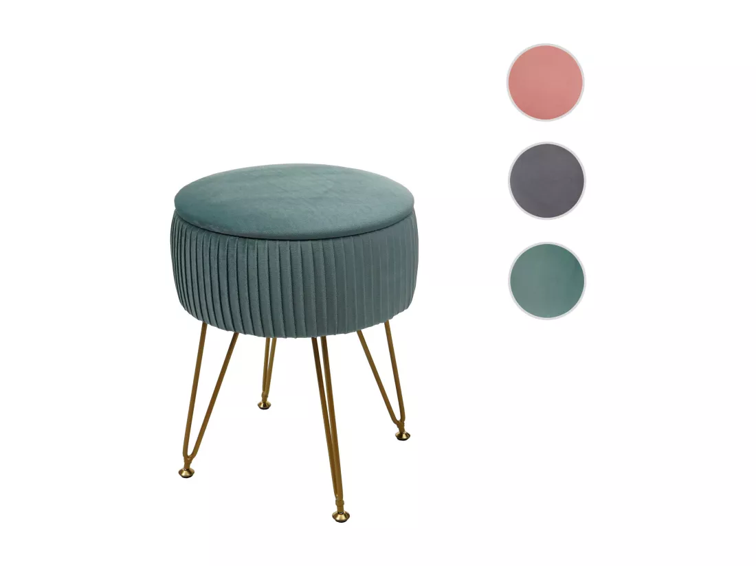Pouf MCW-K47, vert, piètement or
