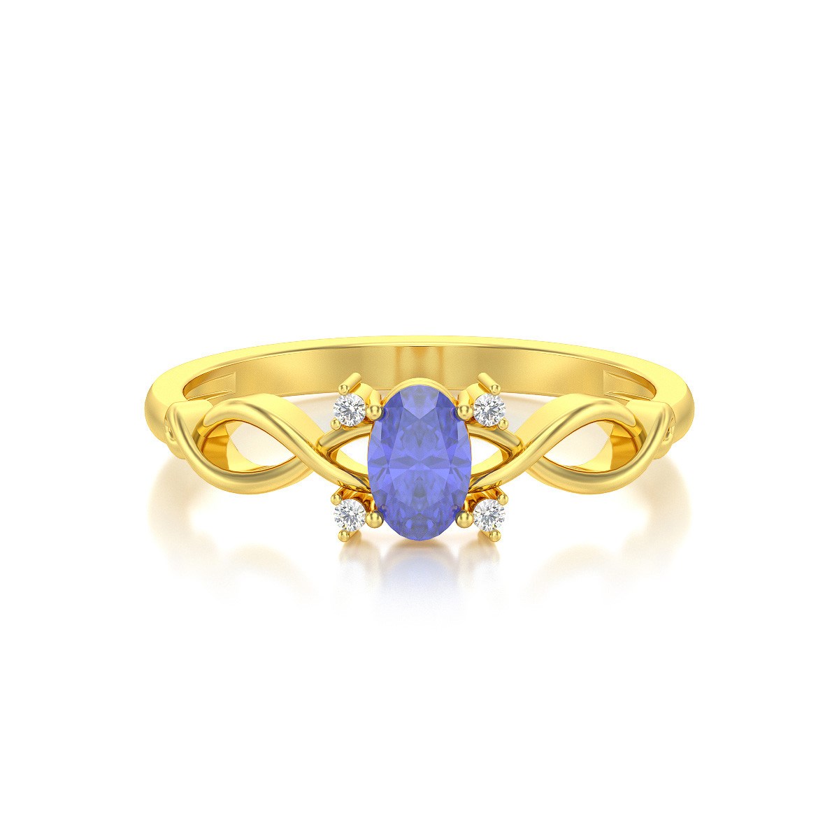 Bague ADEN Or 585 Jaune Tanzanite et diamants 1.85grs