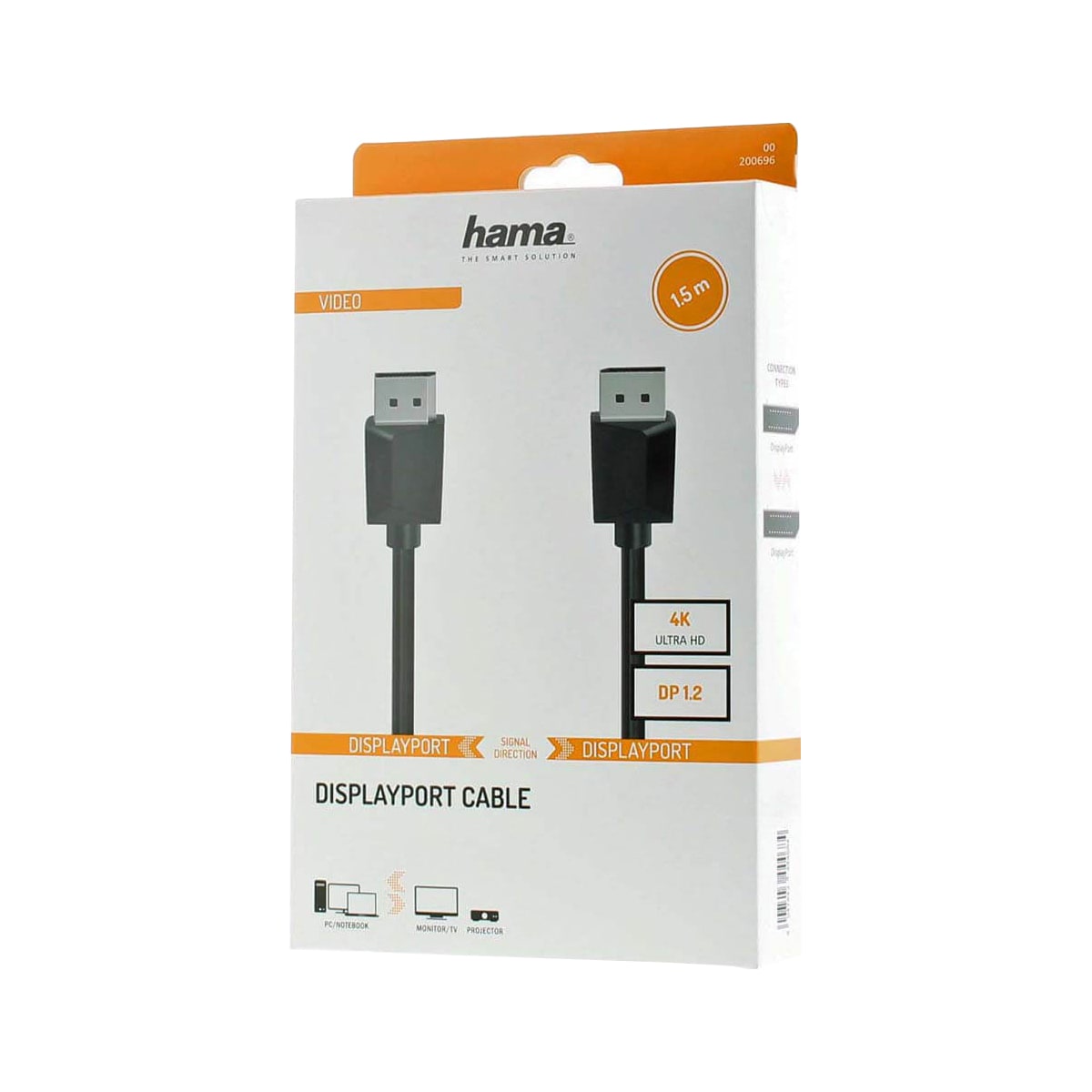 Kabel DisplayPort 1.2 Ultra-HD 4K 1.5m Svart