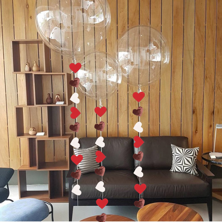 (3m) Herz Girlande Party Dekoration Accessoire Banner - Rot / Weiss / Roségold